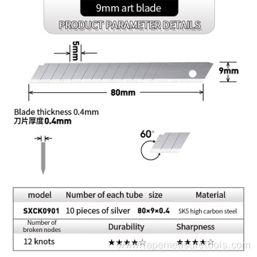 Custom 30 Angle 9mm utility black knife blade